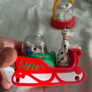 Disney Dalmatian Snow Globe Sled - Red and Green- collectible Mac Donald’s item